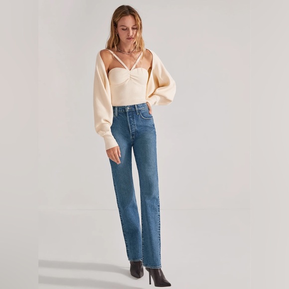 NWT Favorite Daughter THE VIVI HIGH RISE STRAIGHT LEG in Iris - Picture 2 of 6